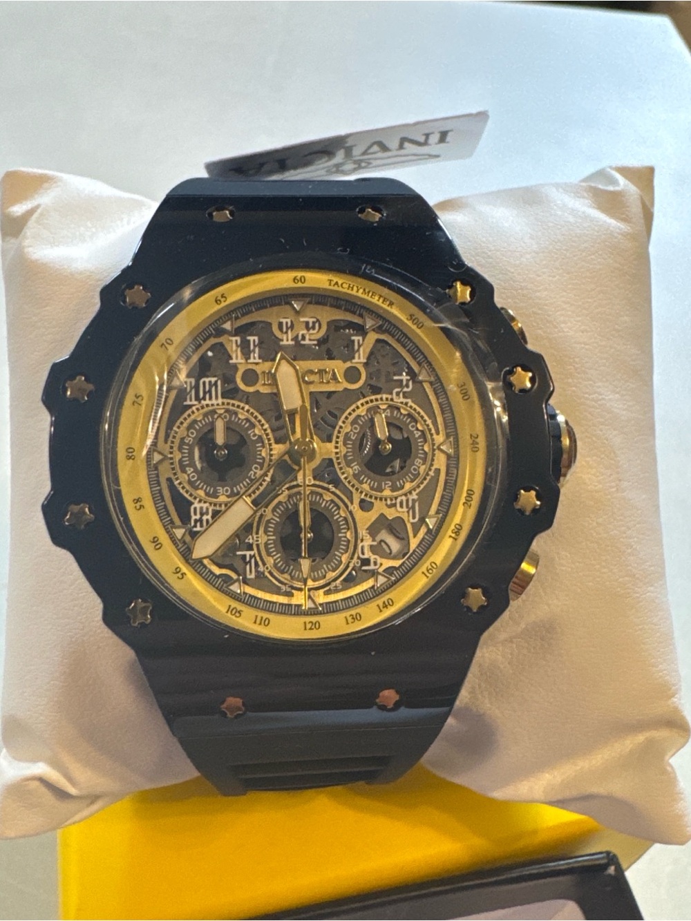 Invicta Men's Black and Gold Chronograph Watch